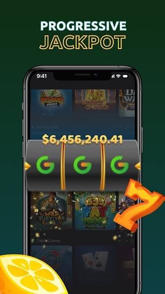 Progressive jackpot and featured slots in the Geckoplay app
